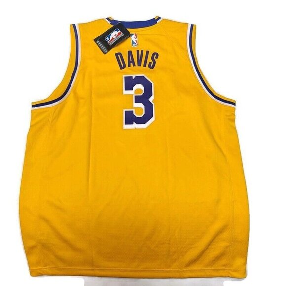 Nike Los Angeles Lakers Swingman Jersey Boys XL 18/20 Anthony Davis #3 Gold - Picture 6 of 8